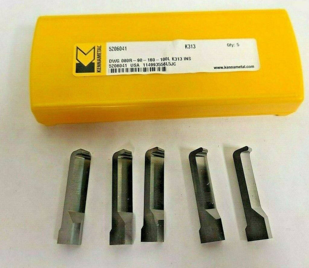 Kennametal 5 pcs Carbide Deep Grooving Inserts DWG 080R 90 160 100L K313 5206041