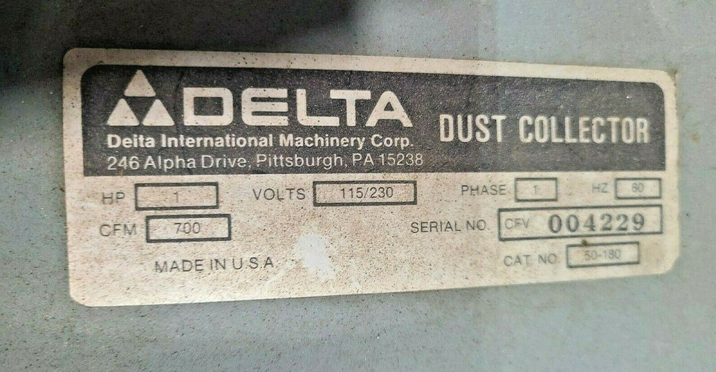 Delta Dust Collector 1 HP 700 CFM USA