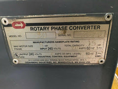 Cedarberg Heavy Duty Rotary Type Phase Converter Model 50 5 HP