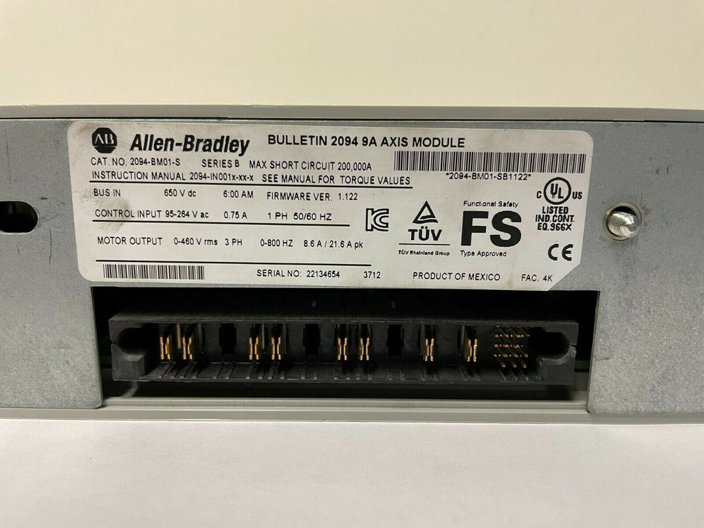 ALLEN BRADLEY 2094-BM01-S SER B AXIS MODULE FW 1.92 SERVO DRIVE 400/460V