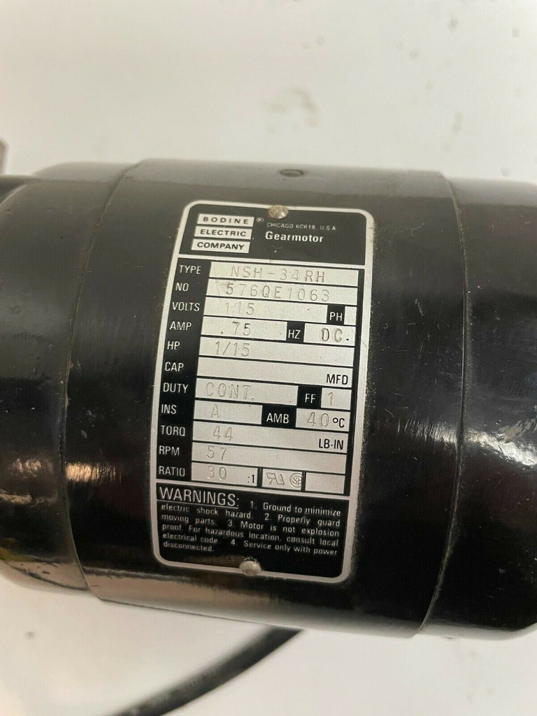 Bodine Electric NSH-34RH Gearmotor with Pully Wheel, 115V, 1.7 AMP, 5000 RPM, 1/
