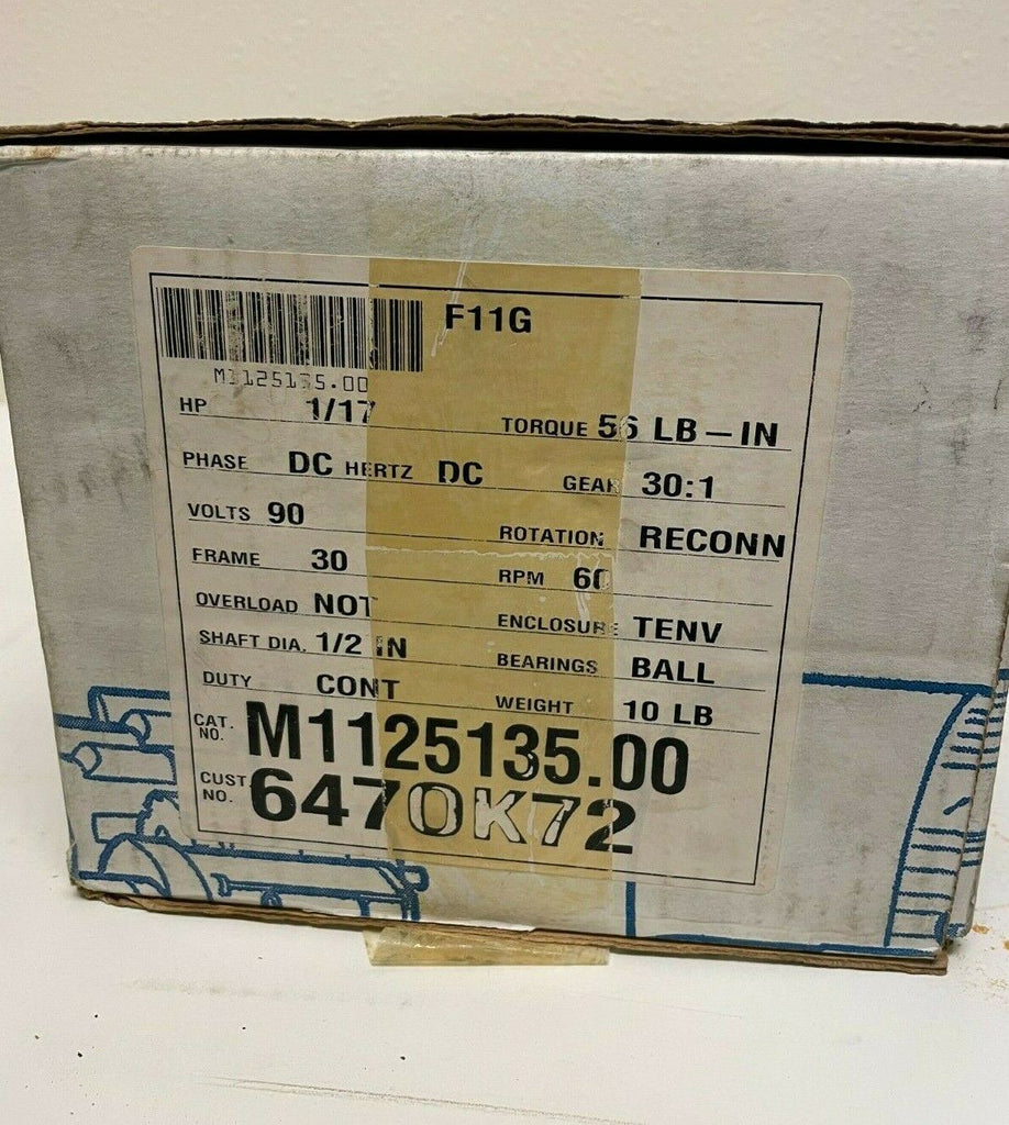 Leeson DC Electric Gear Motor F11G 1/17 HP 90V 30:1 M1125135 New In Box