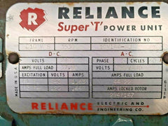 Reliance Super T Power Unit Motor Generator