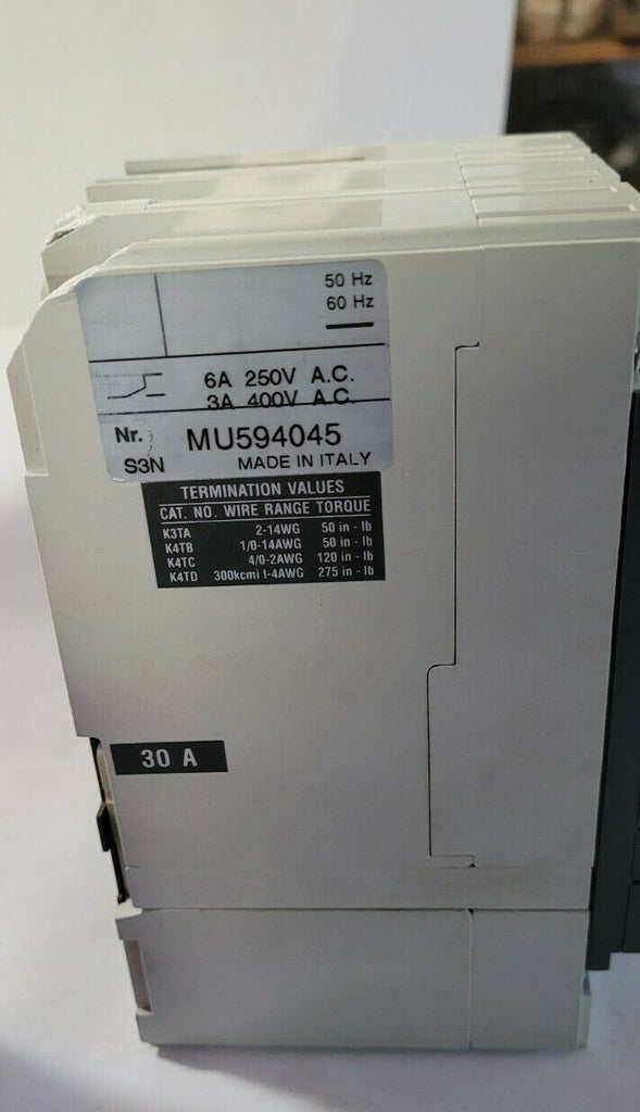ABB S3N SACE S3 Circuit Breaker 30A 3P 480V S3N030TCC