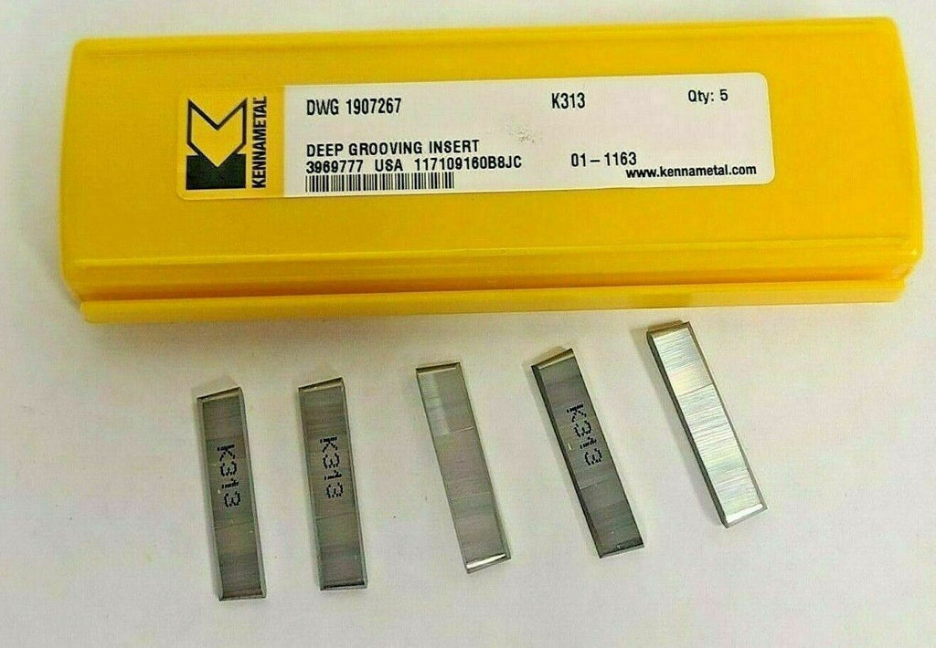 Kennametal 5 Pcs Carbide Deep Grooving Inserts New USA DWG 1907267 K313 Free Shipping