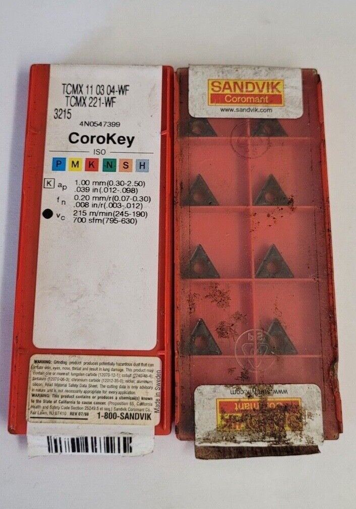 9 Pcs SANDVIK Coromant TCMX 221-WF 11 03 04-WF 3215 Lathe Carbide Inserts