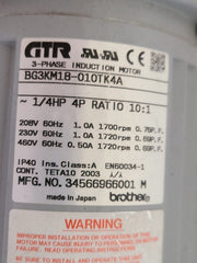 Brother BG3KM18-010TK4A GTR 3 Phase Induction Motor 1/4HP 10:1
