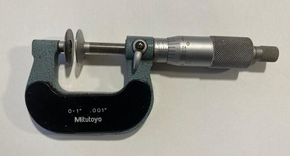 MITUTOYO No 123-125A .001" MICROMETER 0 - 1" DISC FLANGE RATCHET