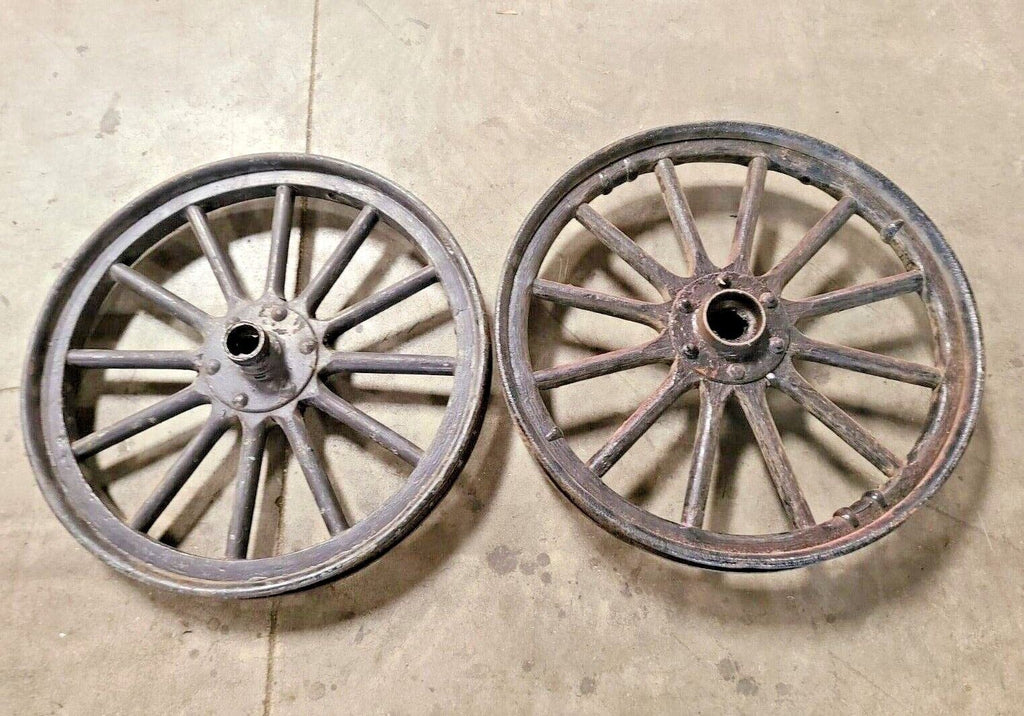 Lot Of 2 Vintage Model T Ford Wooden Spoke Wheel 24" 12 Spoke Original Hub Nice