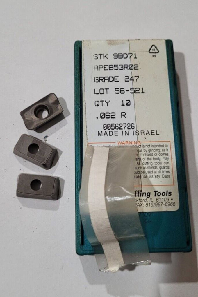 3 Pcs Ingersoll STK 9BD71 APEB53R02 GRADE 247 .062 R Carbide Inserts