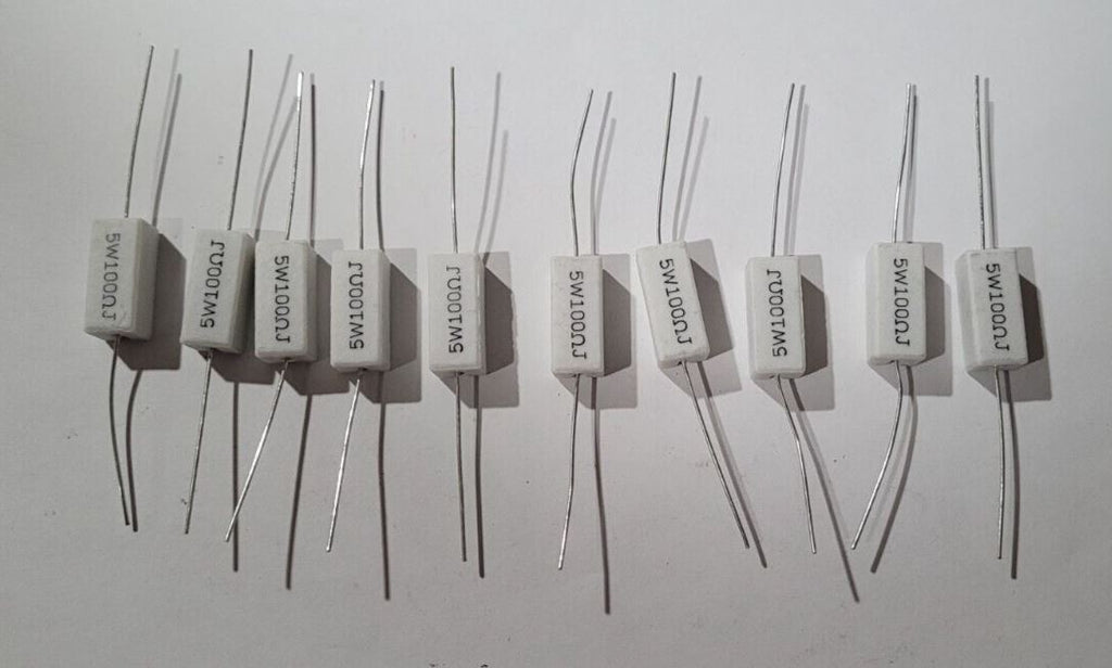 New Lot of 10 pcs SQP Ceramic Cement Sand 100 ohm Power Resistors 5w Watts