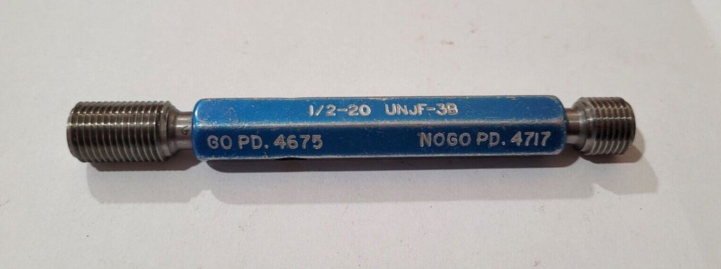 1/2-20 UNJF-3B Thread Plug Gage GO & NO GO P.D. .4675 & NOGO P.D. .4717