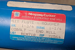 Niagara Cutter HSS Cobalt 6 Flutes Rougher End Mill 1-3/4 Dia 1-1/4 Shank New