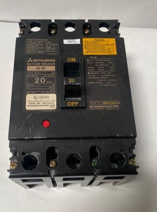 MITSUBISHI NF-SF3020 20 AMP NO-FUSE CIRCUIT BREAKER 480V 3P