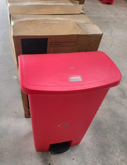 New Rubbermaid Slim Jim Plastic Step On Container 24 Gallon Trash Can Red 90 L