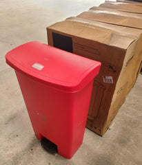 New Rubbermaid Slim Jim Plastic Step On Container 24 Gallon Trash Can Red 90 L