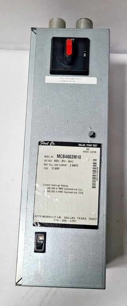 First MCB4603M10 8 AMPS 460V-3PH-60HZ Electric Box RELAY CONTACTOR Fuse
