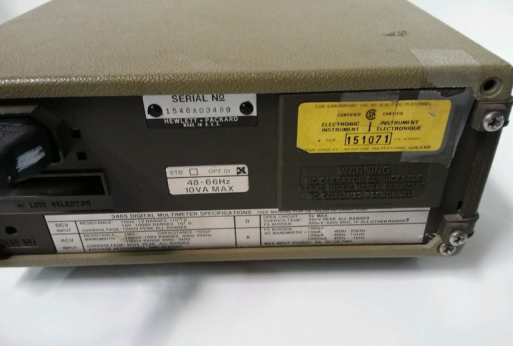 HP Hewlett Packard Agilent 3465A Multimeter