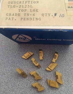 TGI USA Made TLG 2125L Top Lok TN-6 Lathe Grooving Carbide Inserts 10 Pcs Gold