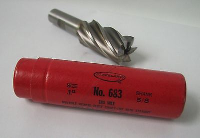 Cleveland #683 HSS End Mill 1" Diameter 5/8" Shank 6 Flutes Brand New