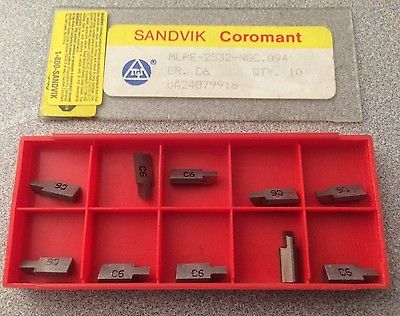 SANDVIK Coromant MLPE 2532 NGC 094 Grade C6 Lathe Grooving Carbide 10 Inserts