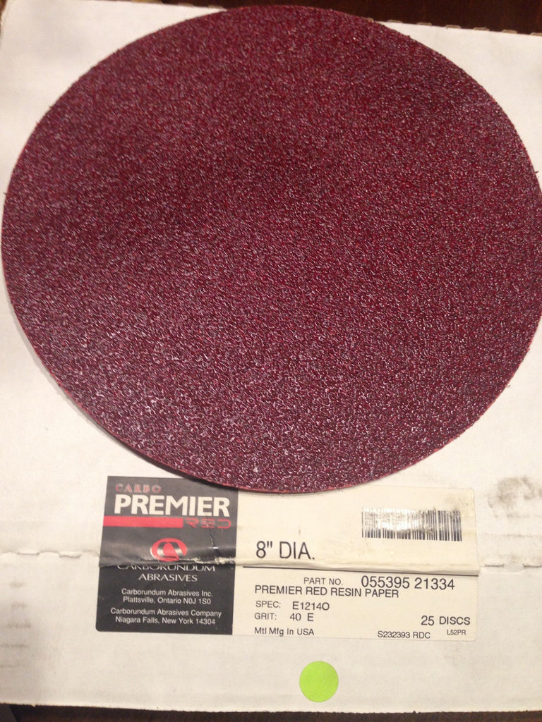 PREMIER CARBORUNDUM 8" Red Resin Paper Disc Zirconia Aluminum E 12140 New 50 Pcs