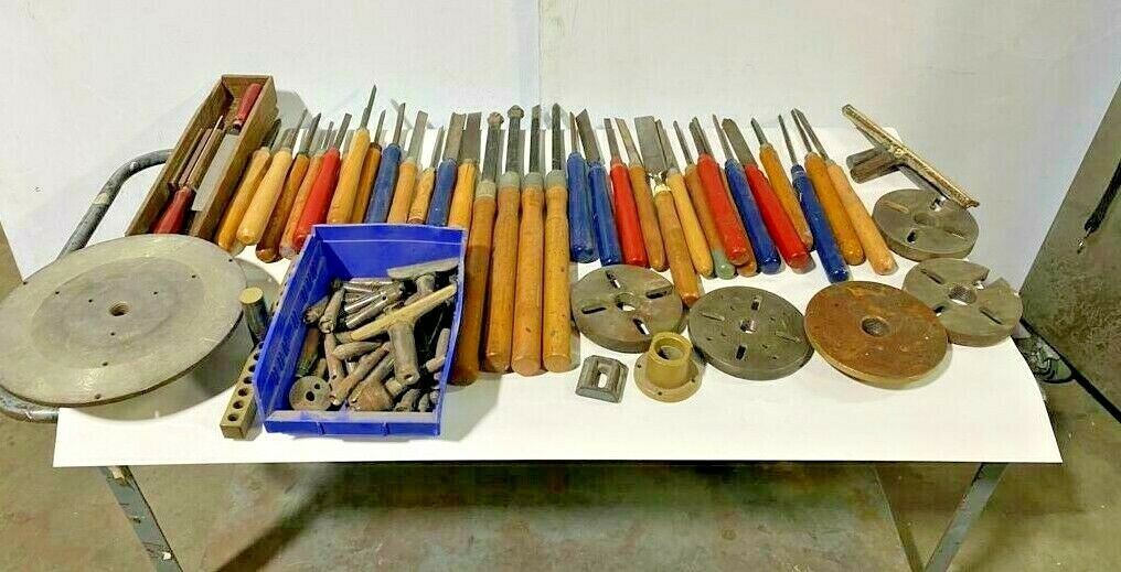 Large Lot Wood Lathe Carving Knife Lathe Chisel Set Accessories Chuck Adaptors