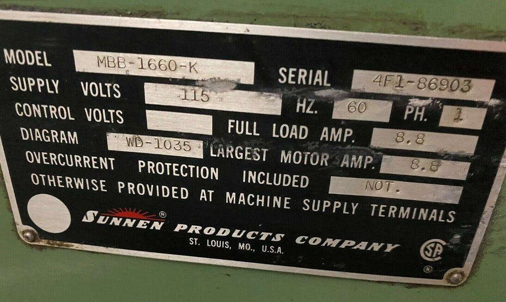 Sunnen MBB-1800D/E Automatic Stroker Horizontal Precision Honing Machine Tooling