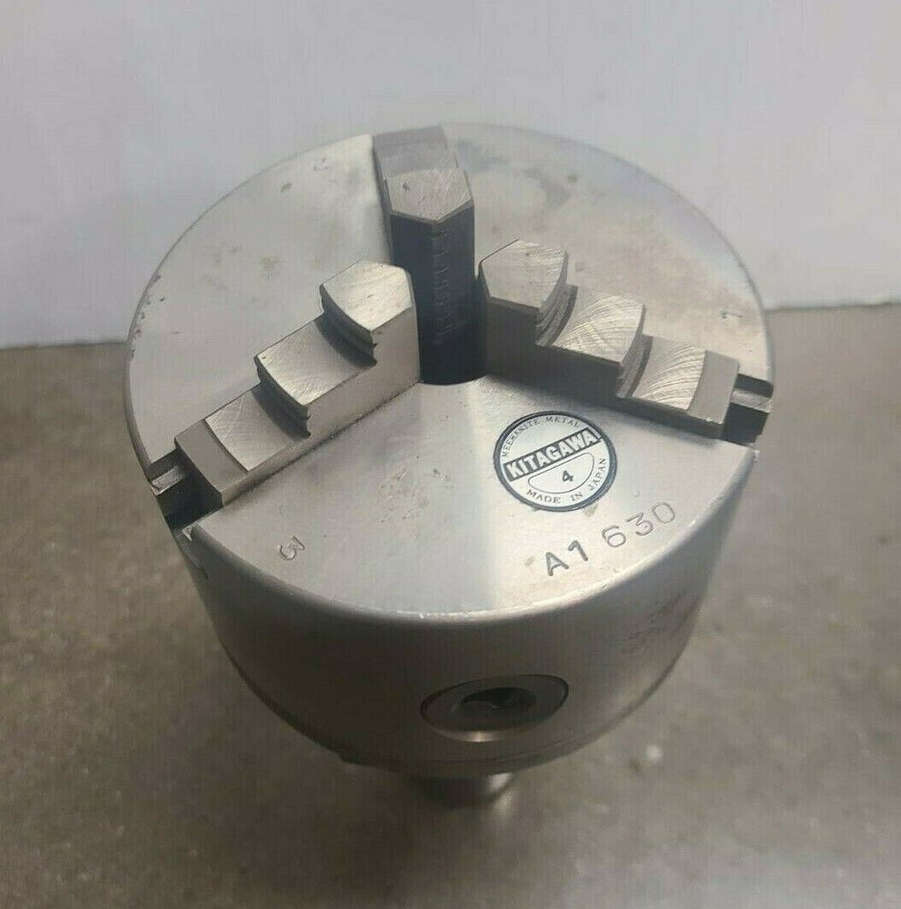 4-1/2" Diameter 3 Jaw Lathe Chuck KITAGAWA 4 A1 630 JAPAN With Morse 5 Arbor