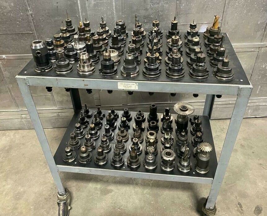 Lot of 90 CAT40 Tool Holders for Fadal CNC Vertical Machining Center With Cart