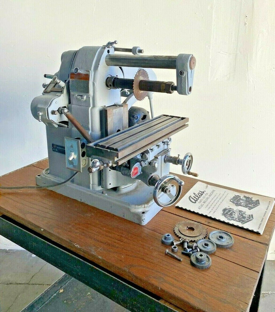 Atlas MF Horizontal Mill Milling Machine Rare Vintage Machinist Tool 110 Volt