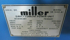 Miller Welder 1000 Amps Direct Current Power Supply Unit Model SR-1000-A1