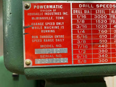 Powermatic Model 1150 Variable Speed Drill Press Made in USA