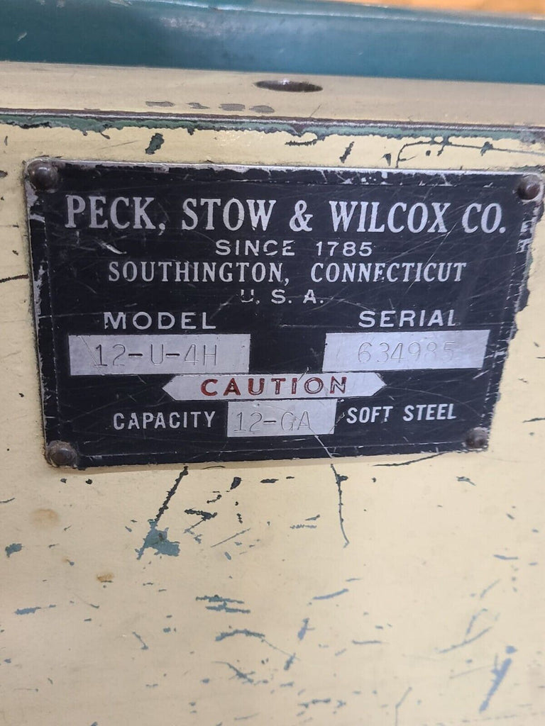 4′ Pexto Metal Shear Peck Stow Wilcox Model 12U4H Capacity 12 Gauge