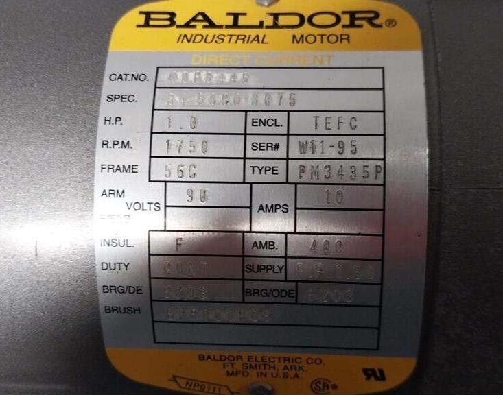 CDP3445 Baldor 1 HP 1750 RPM 90VDC DC Motor