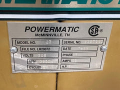 Powermatic 27 Shaper 5 HP Motor Made in USA 3 Phase 208 V Woodworking Machinery