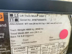2018 Hyster S50FT 5000 Lb Forklift 3 Stage Mast 189” Lift 50 Fortis