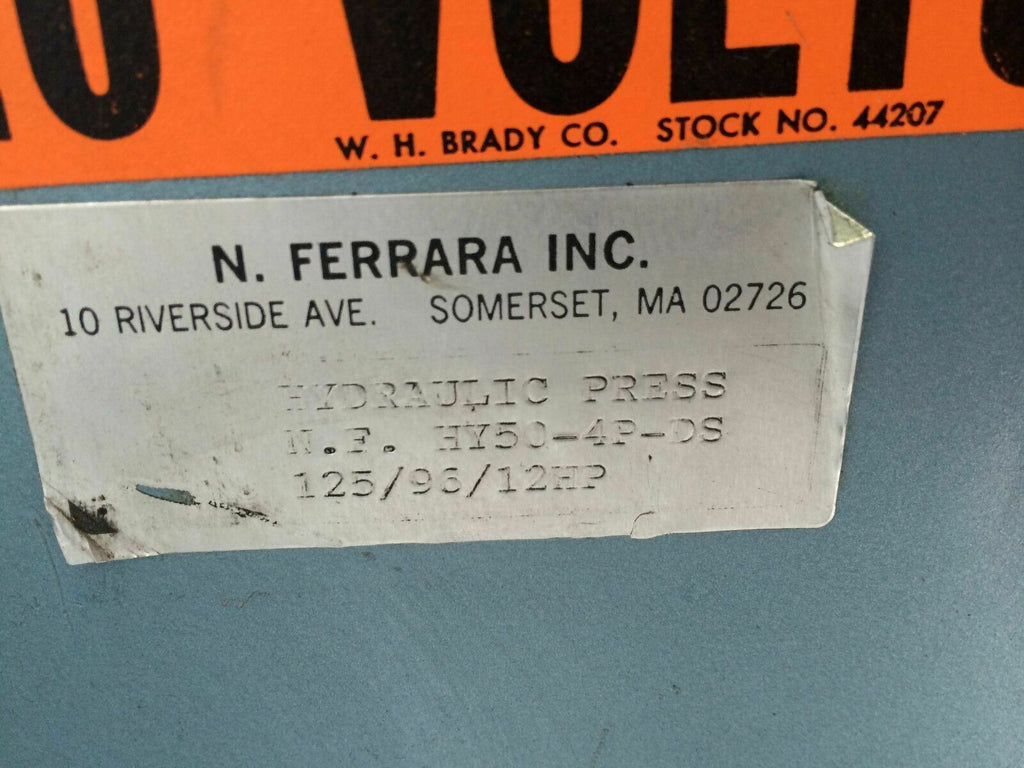 N.Ferrara Hydraulic Coining Press Model HY50-4P-DS 125/96/12HP Coins Medals Local Pickup