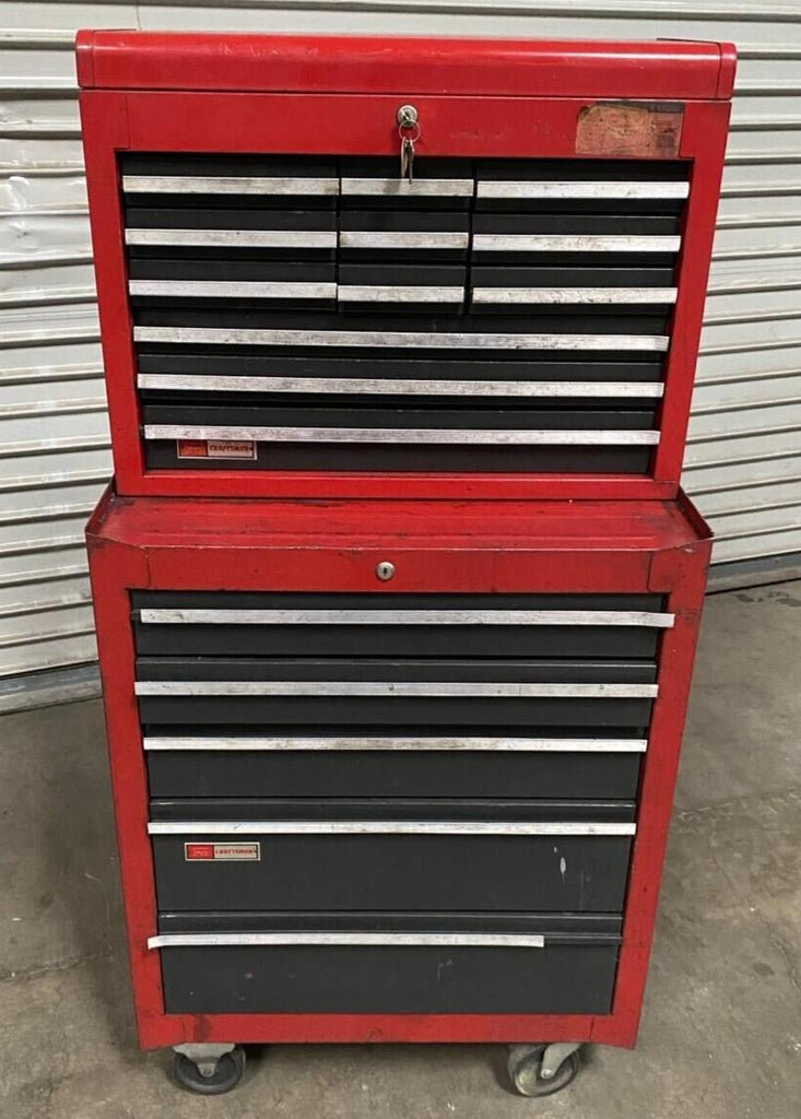 Sears CRAFTSMAN 17 Drawers Rolling Cart Cabinet Tool Box Chest Very Nice Wheels