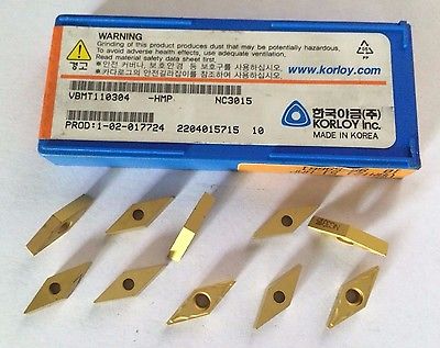 10 Pcs KORLOY VBMT 110304 GMP NC 3015 Lathe Carbide Inserts Tools New Gold