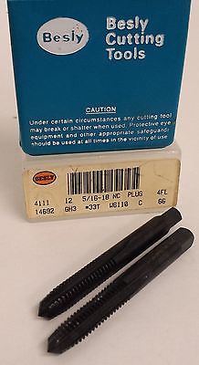 Lot of 2 Besly Tap 5/16-18NC HS 33T GH3 4 FLUTE PLUG BRAND NEW MADE IN THE USA