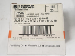 25 Pcs Standard Abrasives 712789 1 x 1-1/2 x 3/16 Cartridge Rolls Full Taper New