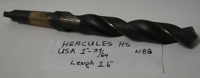 1-37/64" HERCULES High Speed Steel Taper Shank Drill Bit HSS Lathe HS 16" OAL