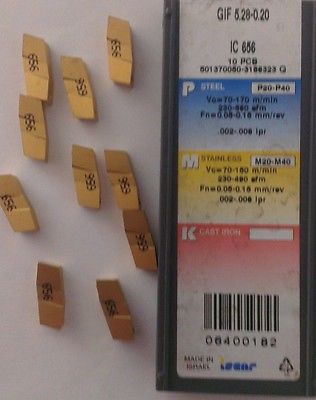 ISCAR GIF 5.28-0.20 IC 656 Carbide Inserts 10 Pcs Lathe Grooving Cut-Off New