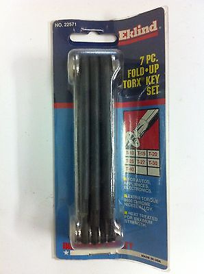 Eklind 7 Pc Fold-up Torx Key Set T-10 T-15 T-20 T-25 T-27 T-30 T-40 Made in USA