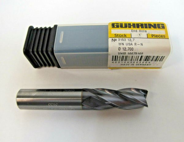 NEW GUHRING GERMANY Solid Carbide End Mill 1/2 x 1/2 x 1 Firex Coated 4 Flute