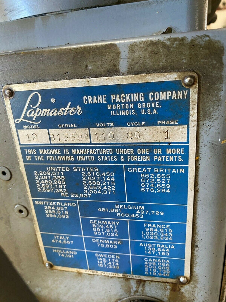 Lapmaster 12 Lapping Machine Single Phase 12