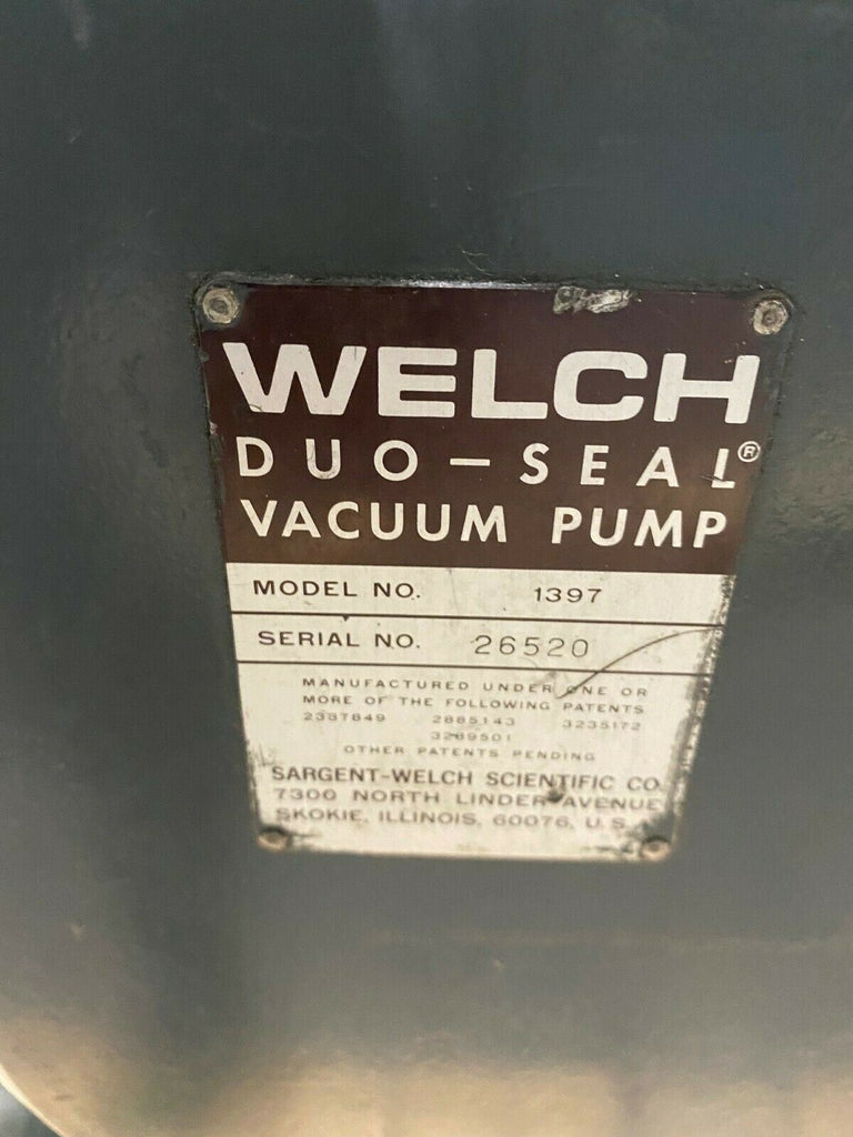 Welch Duo Seal Two Stage High Vacuum Pump Model 1397