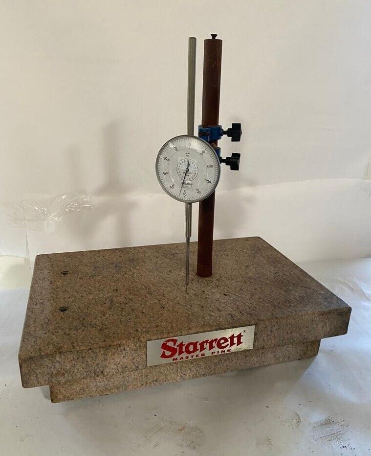 Starrett Granite Inspection Surface Plate 18 x 12 With Mitutoyo 4887 Dial Gauge