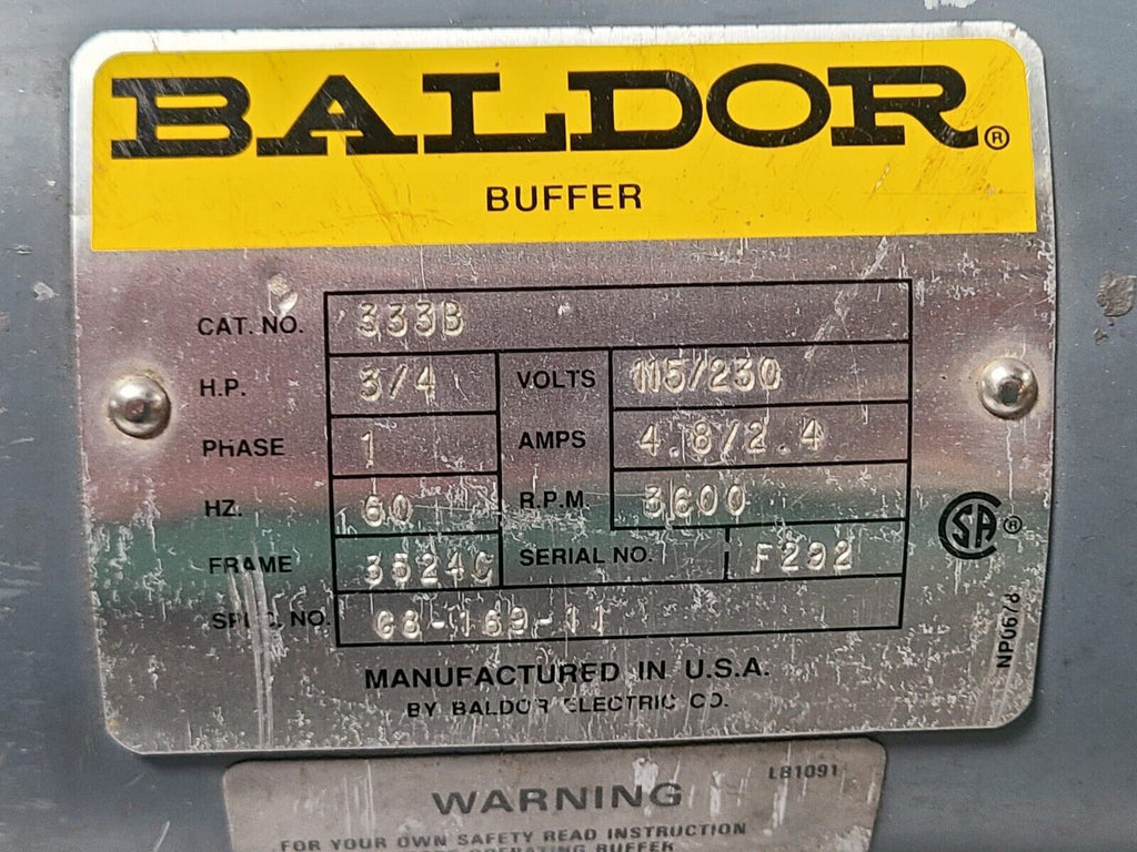 BALDOR 333B POLISHING Industrial buffer 3/4 hp 115/230 V
